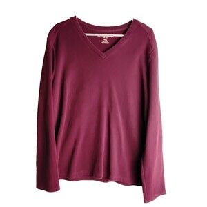 Eddie Bauer Burgundy Maroon Women's V-neck Sweater Sweatshirt XXL Cotton Stretch